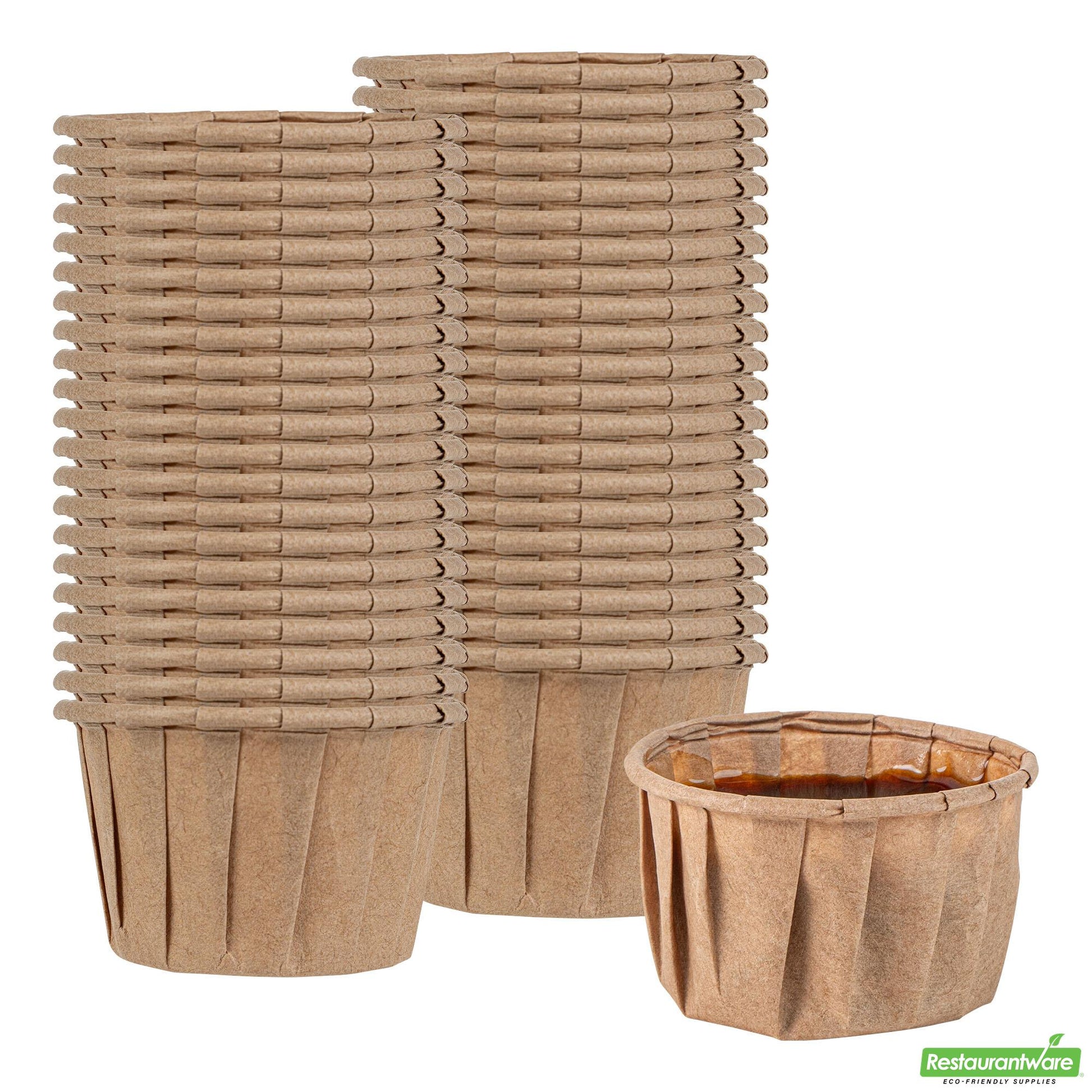 Wholesale Restaurantware 1.5 Oz Kraft Paper Portion Cup - Compostable - 2" X 2" X 1.2"- Bulk