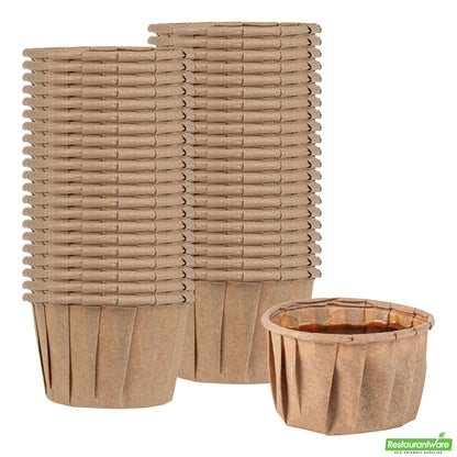 Wholesale Restaurantware 1.5 Oz Kraft Paper Portion Cup - Compostable - 2" X 2" X 1.2"- Bulk