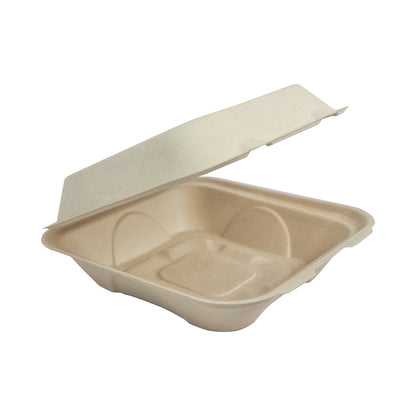 Wholesale World Centric Fiber Clamshell Container 9" X 9" X 3"- Bulk