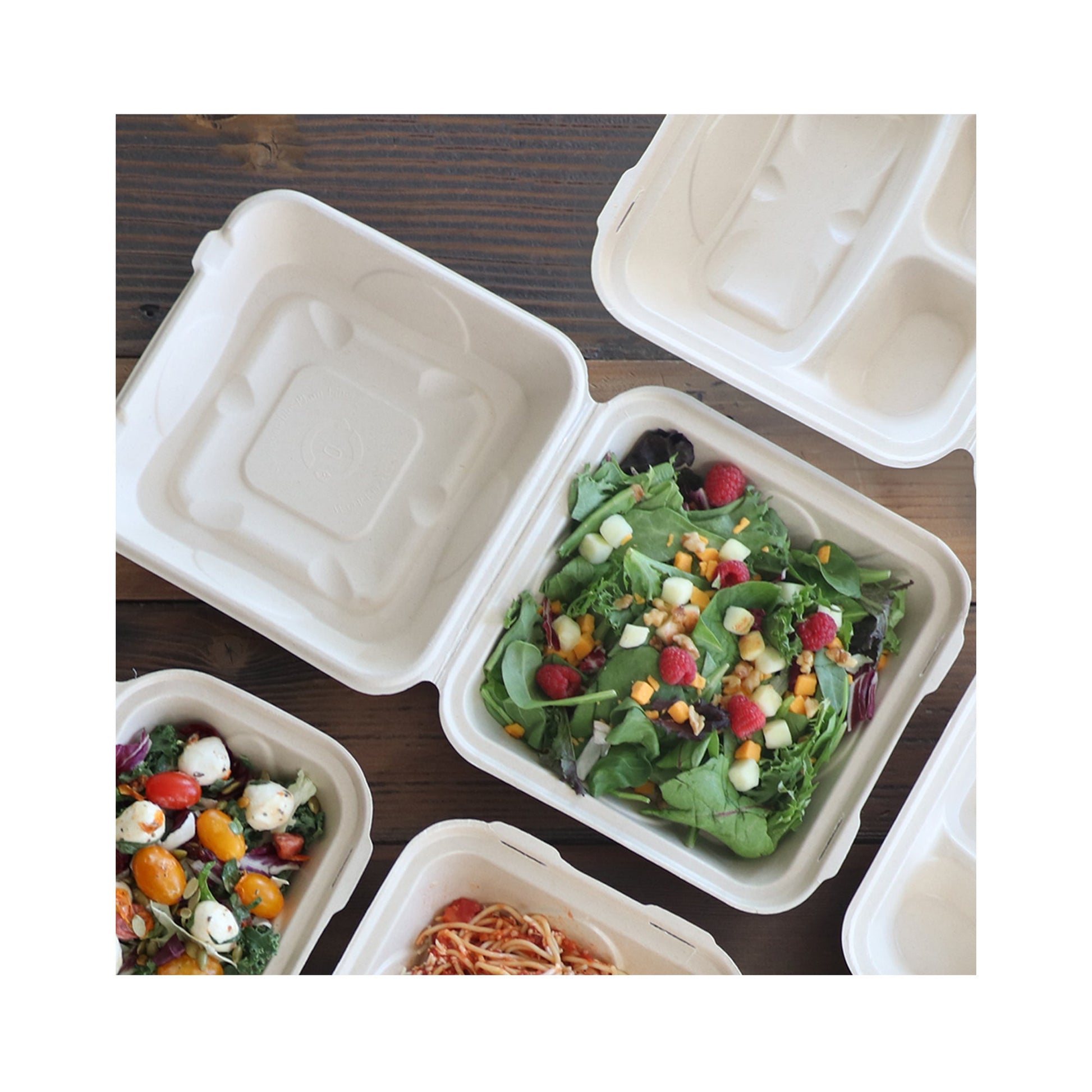 Wholesale World Centric Fiber Clamshell Container 9" X 9" X 3"- Bulk