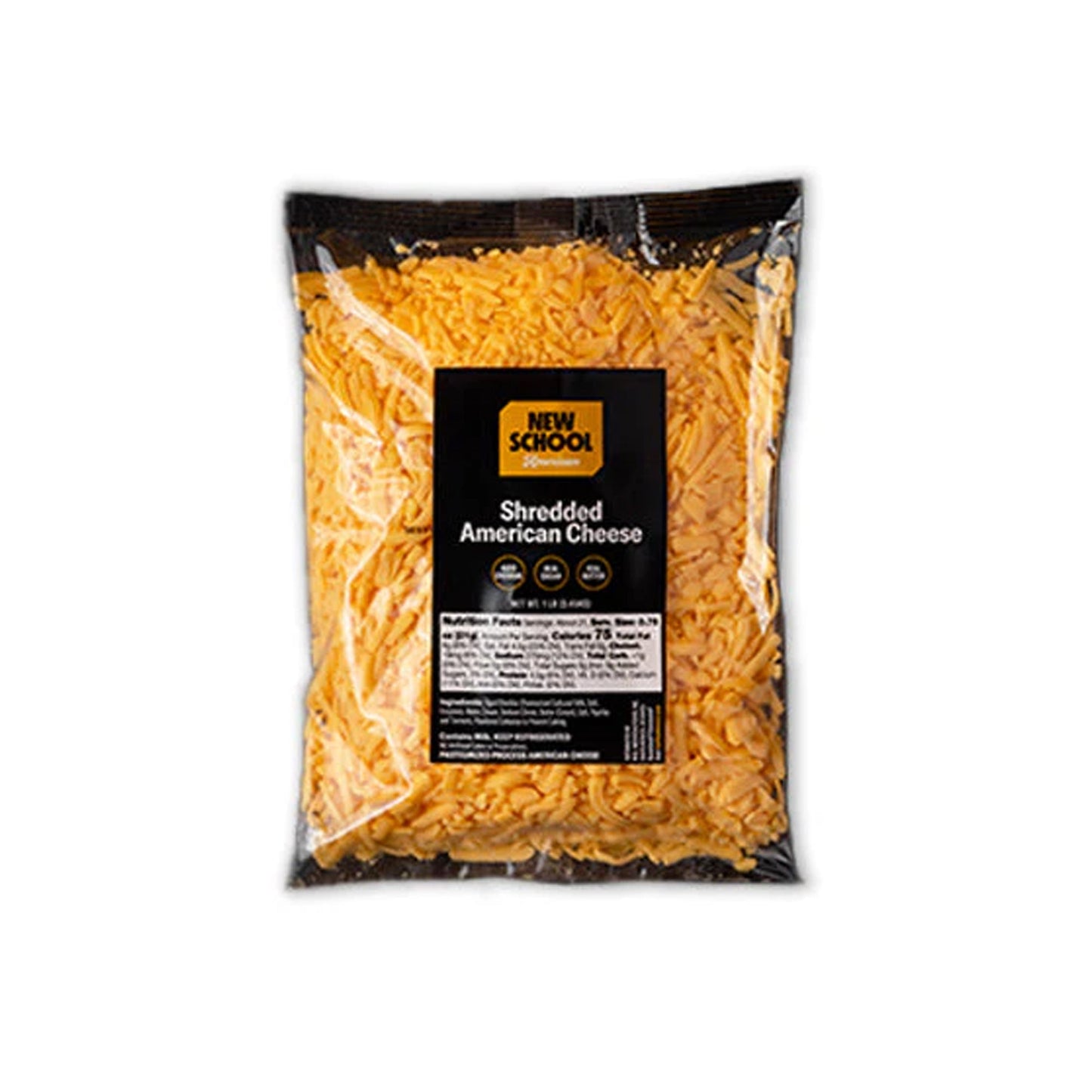 Wholesale New School American Feather-Shredded American Cheese 5lb- Bulk