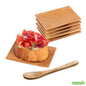 Wholesale Restaurantware Bundle: 100 Rectangle Natural 3 Bamboo Dishes and 100 Mini Spoons- Bulk