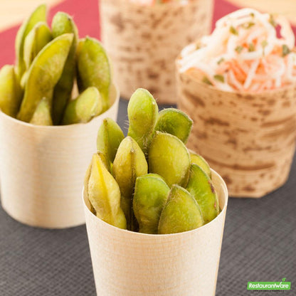 Wholesale Restaurantware Bundle: 200 1 Oz Natural Shaved Pinewood Mini Cups and 200 Mini Spoons- Bulk