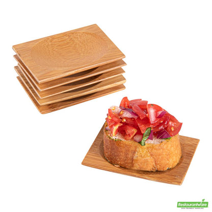 Wholesale Restaurantware Bundle: 100 Rectangle Natural 3 Bamboo Dishes and 100 Mini Forks- Bulk