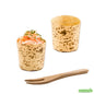 Wholesale Restaurantware Bundle: 200 2 Oz Round Natural Bamboo Mini Cups and 200 Mini Forks- Bulk