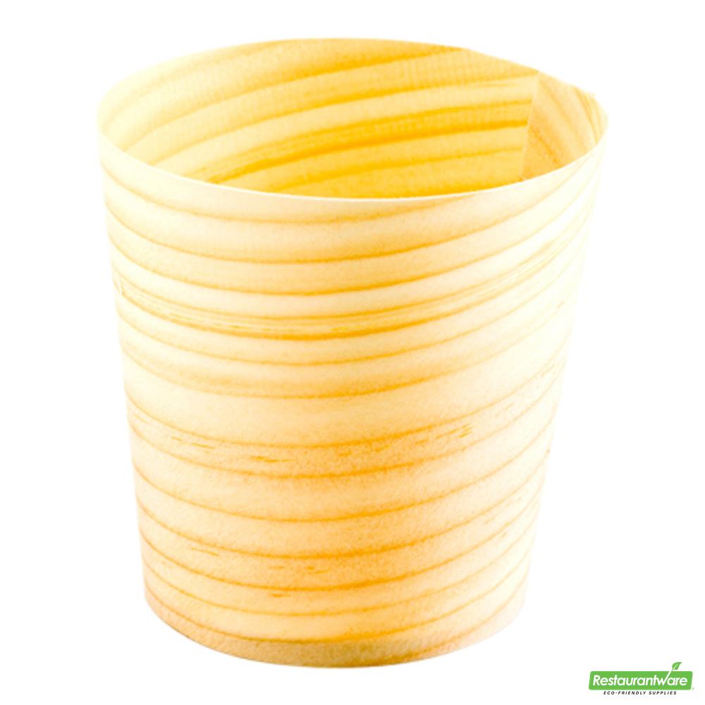 Wholesale Restaurantware Bundle: 200 3 Oz Round Natural Shaved Pinewood Cups and 200 Mini Forks- Bulk
