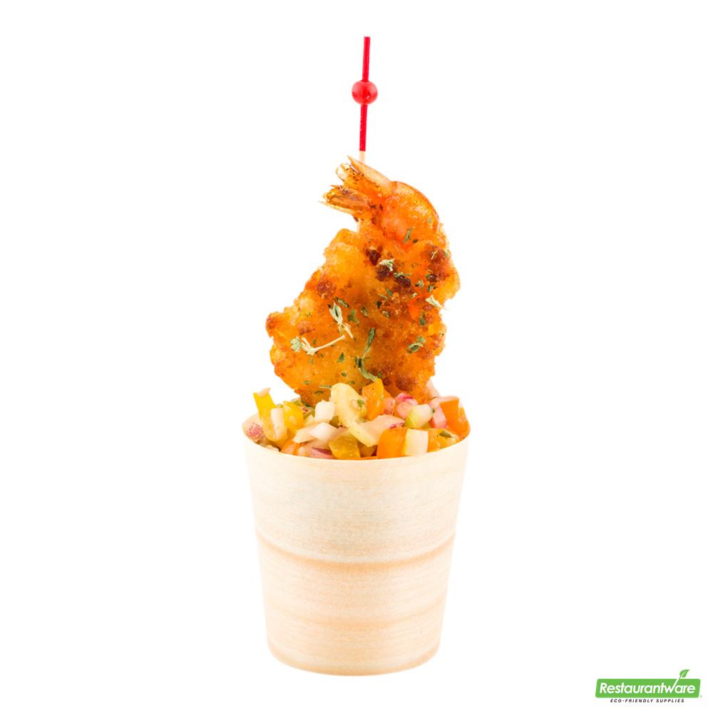 Wholesale Restaurantware Bundle: 200 3 Oz Round Natural Shaved Pinewood Cups and 200 Mini Forks- Bulk
