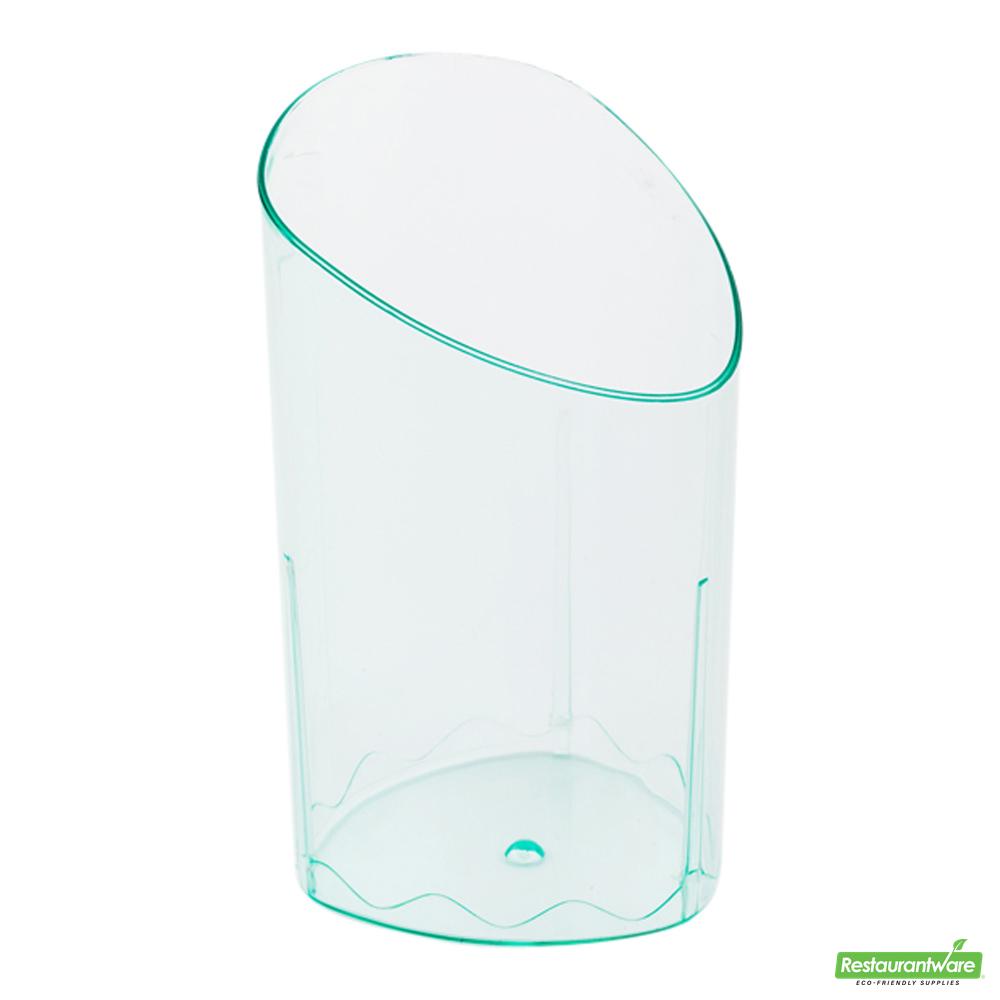Wholesale Restaurantware Bundle: 100 3 Oz Seagreen Plastic Triangolo Shot Glass and 100 Mini Forks- Bulk