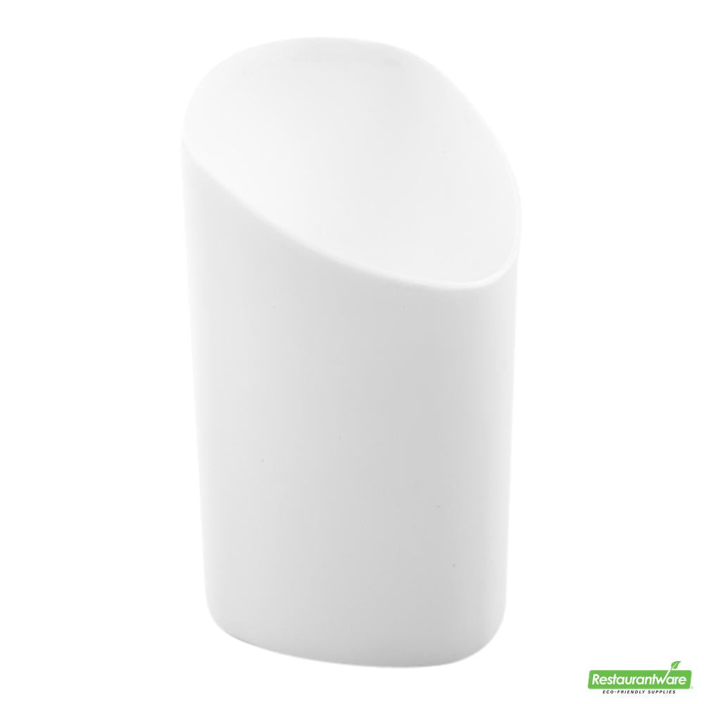 Wholesale Restaurantware Bundle: 100 3 Oz White Plastic Triangolo Shot Glass and 100 Mini Forks- Bulk