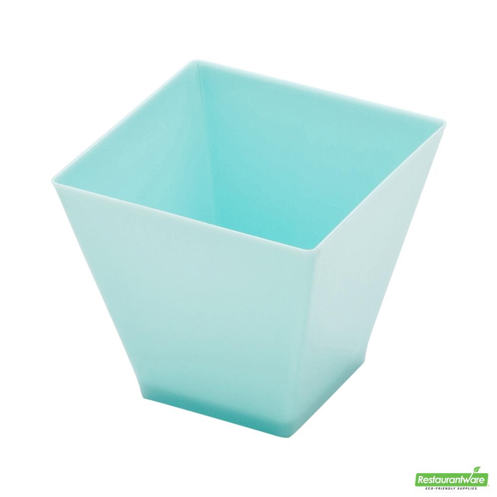 Wholesale Restaurantware Bundle: 100 2 Oz Baby Blue Plastic Mini Kova Cups and 100 Mini Forks- Bulk
