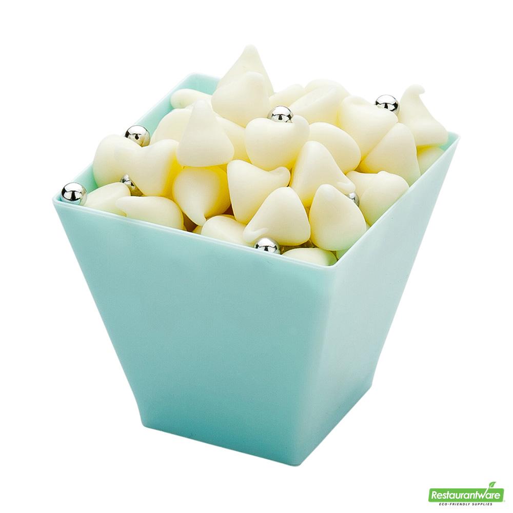 Wholesale Restaurantware Bundle: 100 2 Oz Baby Blue Plastic Mini Kova Cups and 100 Mini Forks- Bulk