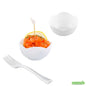 Wholesale Restaurantware Bundle: 100 2 Oz Round White Plastic Le Fleur Cups and 100 Mini Forks- Bulk