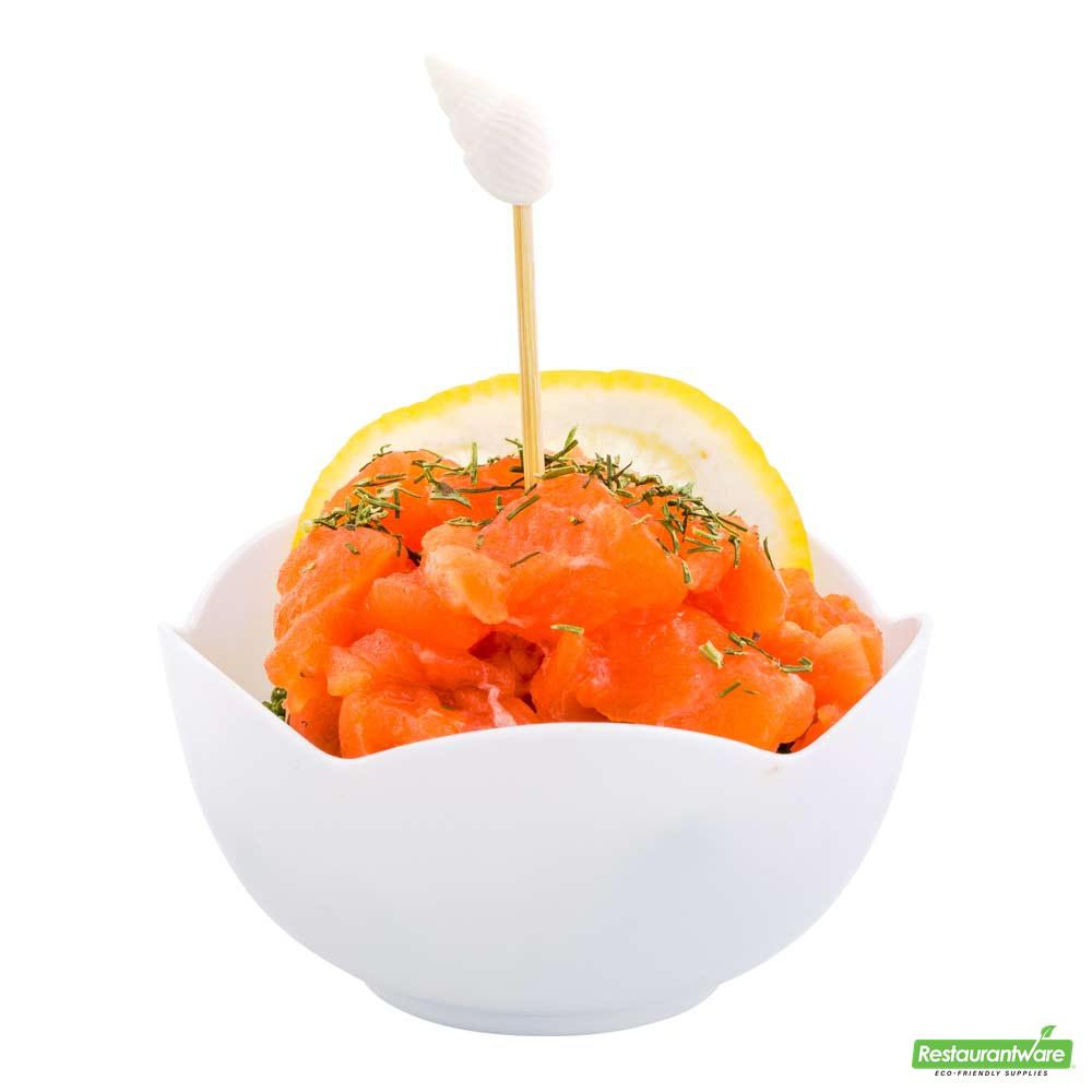 Wholesale Restaurantware Bundle: 100 2 Oz Round White Plastic Le Fleur Cups and 100 Mini Forks- Bulk