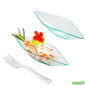 Wholesale Restaurantware Bundle: 100 Diamond Seagreen 5 Plastic Canoe Dish and 100 Mini Forks- Bulk