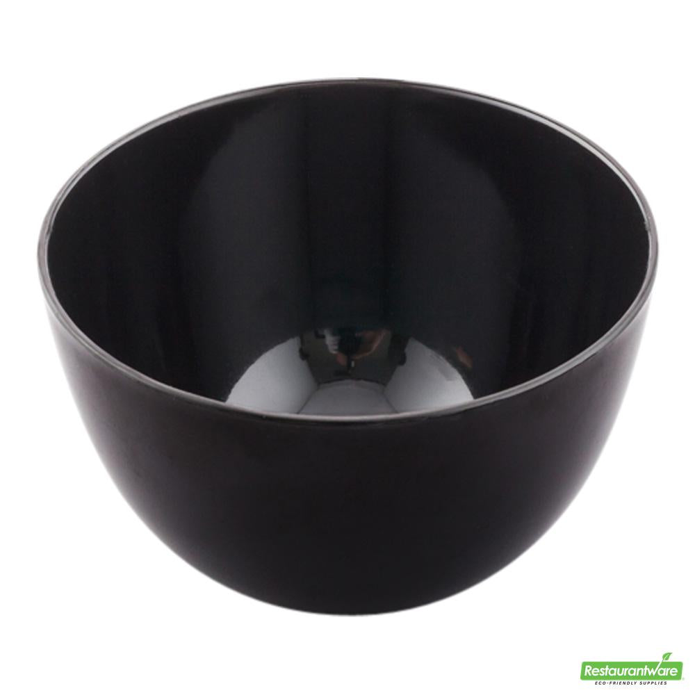 Wholesale Restaurantware Bundle: 100 4 Oz Round Black Plastic Bodega Cups and 100 Mini Forks- Bulk