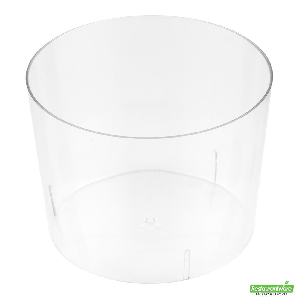 Wholesale Restaurantware Bundle: 100 6 Oz Round Clear Plastic Cylindro Cups and 100 Mini Forks- Bulk