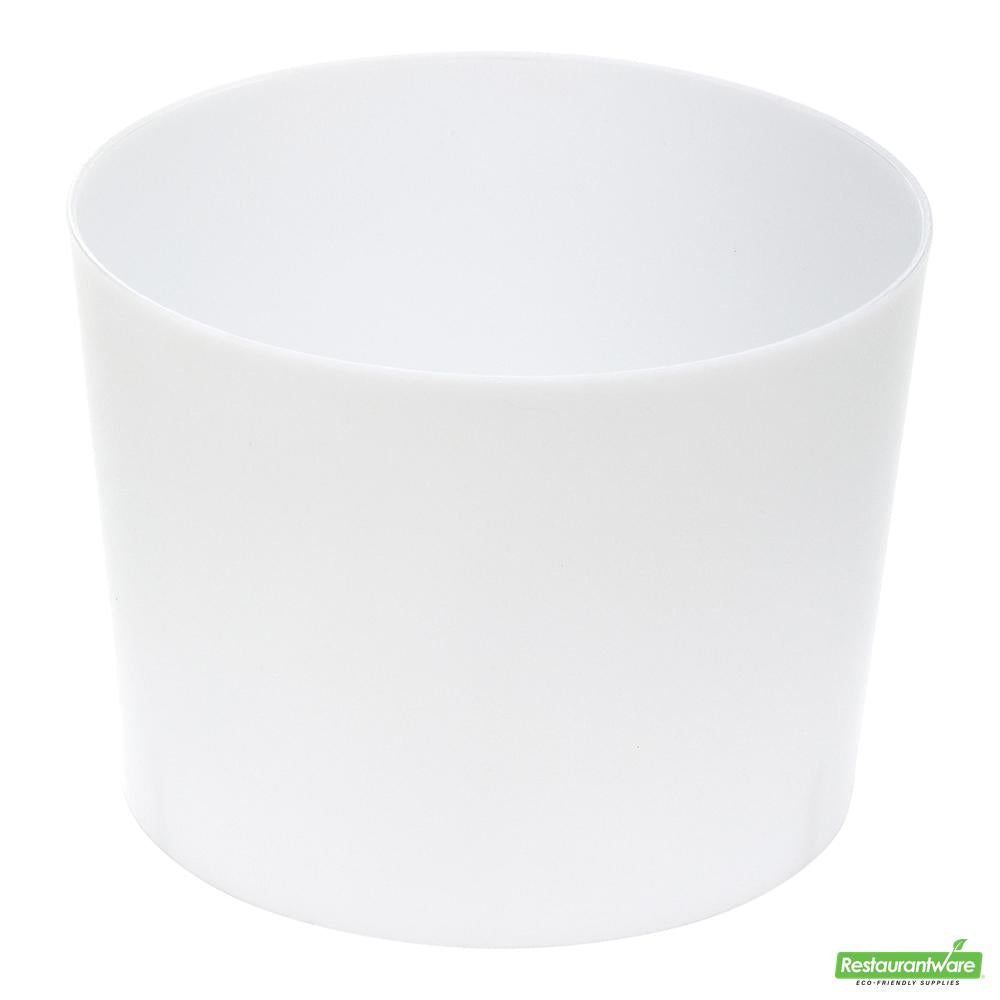 Wholesale Restaurantware Bundle: 100 6 Oz Round White Plastic Cylindro Cups and 100 Mini Forks- Bulk