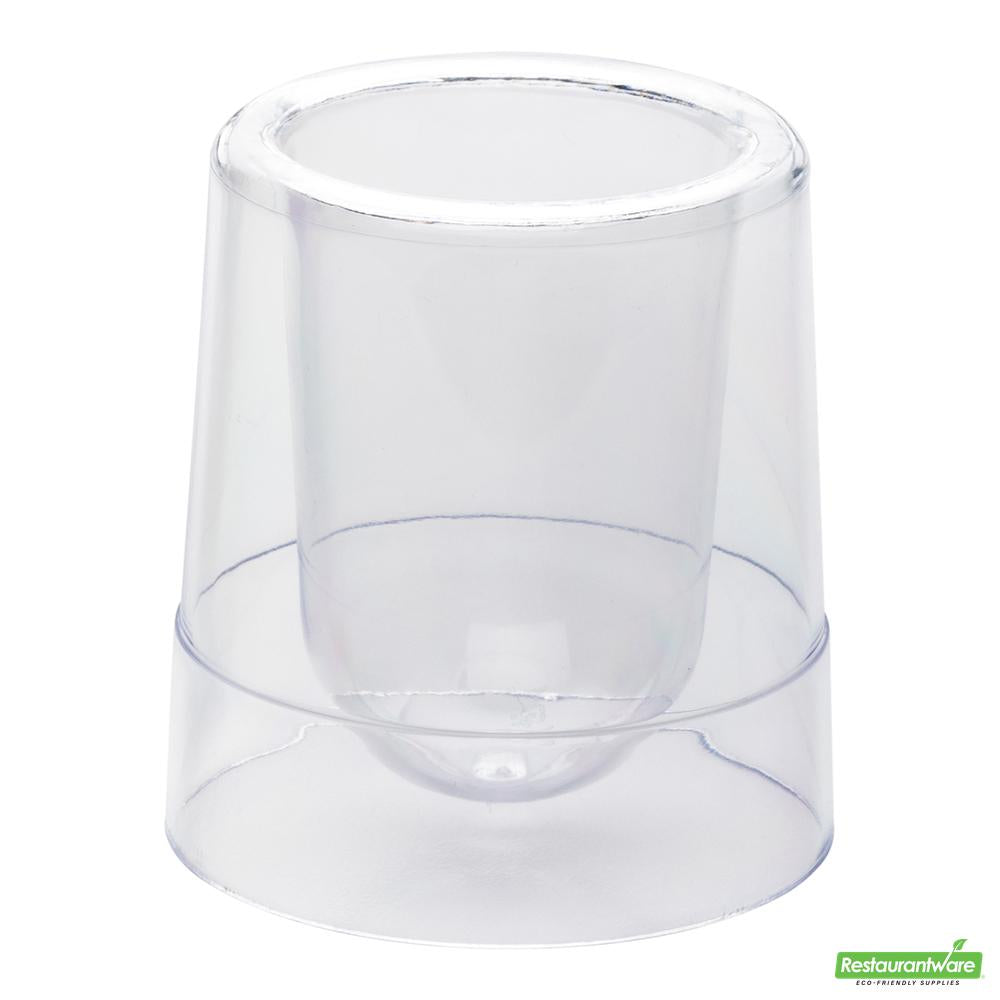 Wholesale Restaurantware Bundle: 100 2 Oz Clear Plastic Double Walled Cups and 100 Mini Forks- Bulk