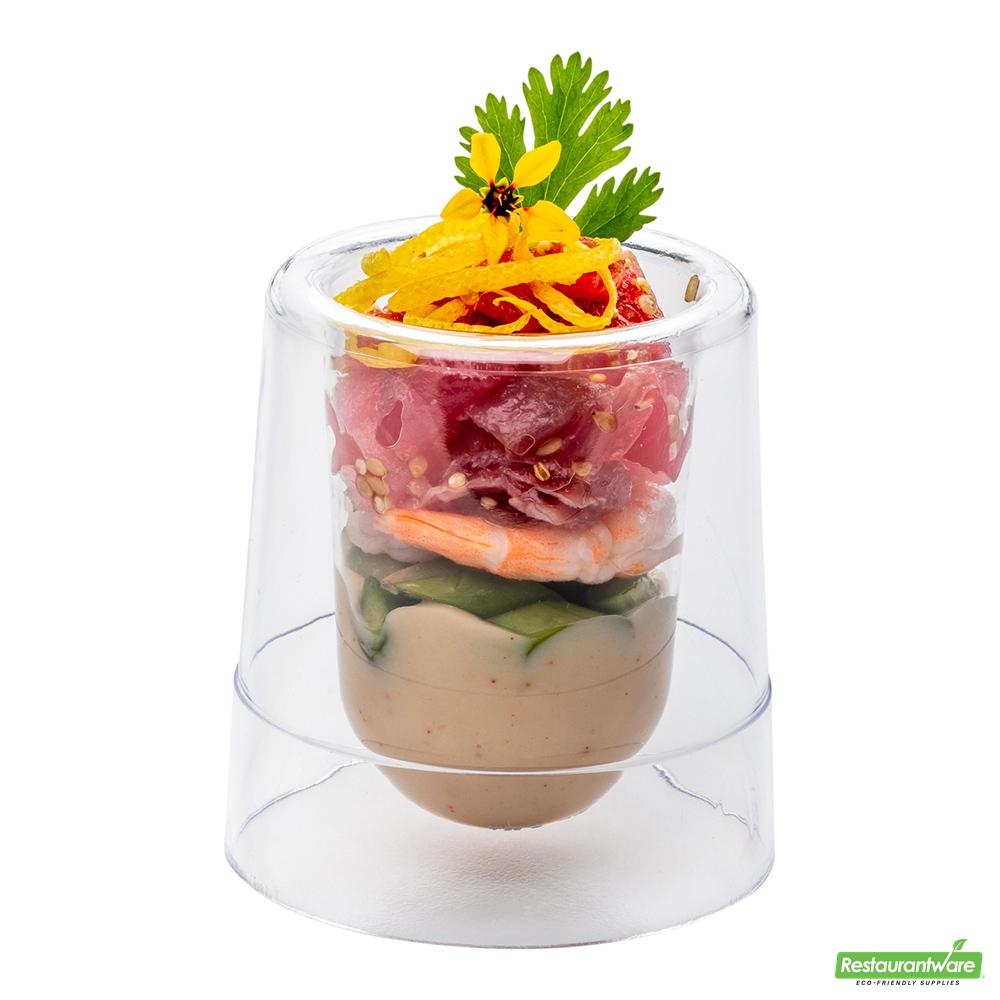Wholesale Restaurantware Bundle: 100 2 Oz Clear Plastic Double Walled Cups and 100 Mini Forks- Bulk