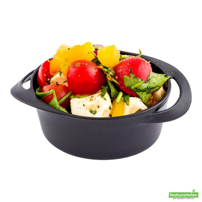 Wholesale Restaurantware Bundle: 100 3 Oz Black Plastic Mini Infinity Pots and 100 Mini Forks- Bulk