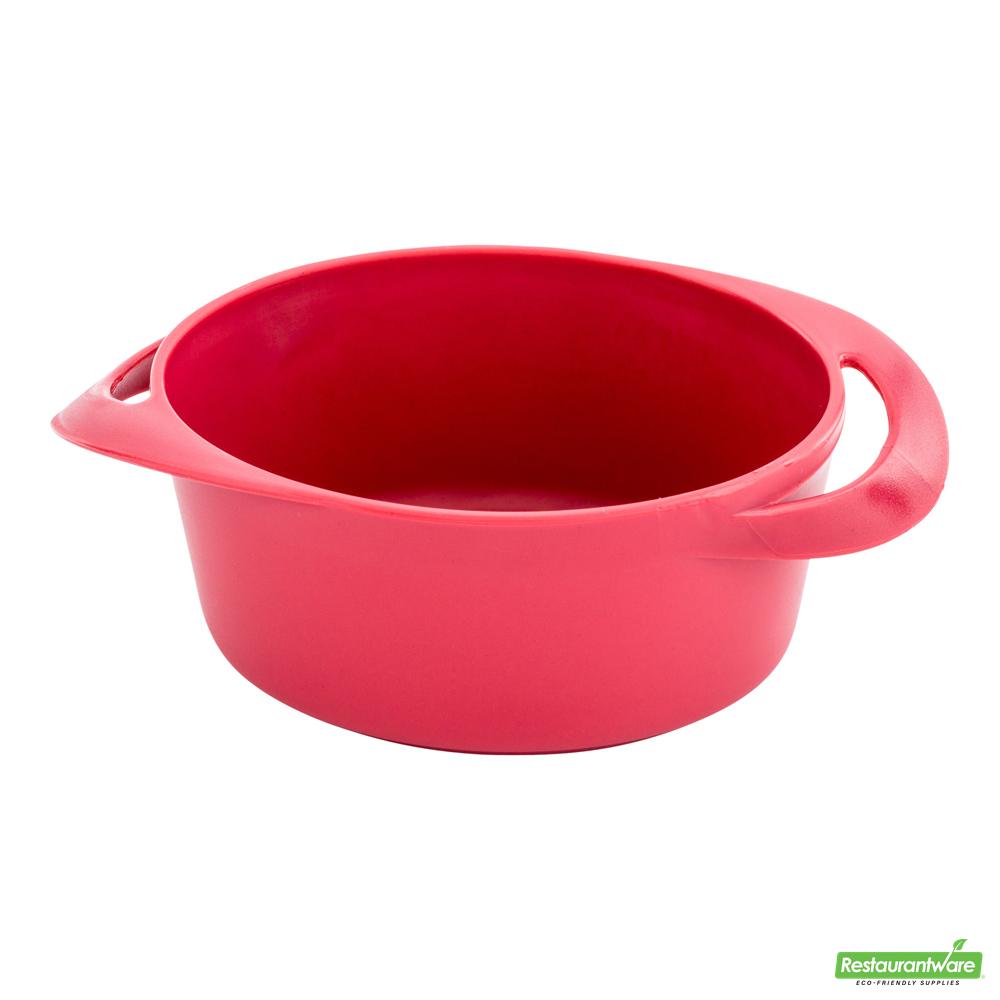 Wholesale Restaurantware Bundle: 100 3 Oz Round Red Plastic Mini Infinity Pots and 100 Mini Forks- Bulk