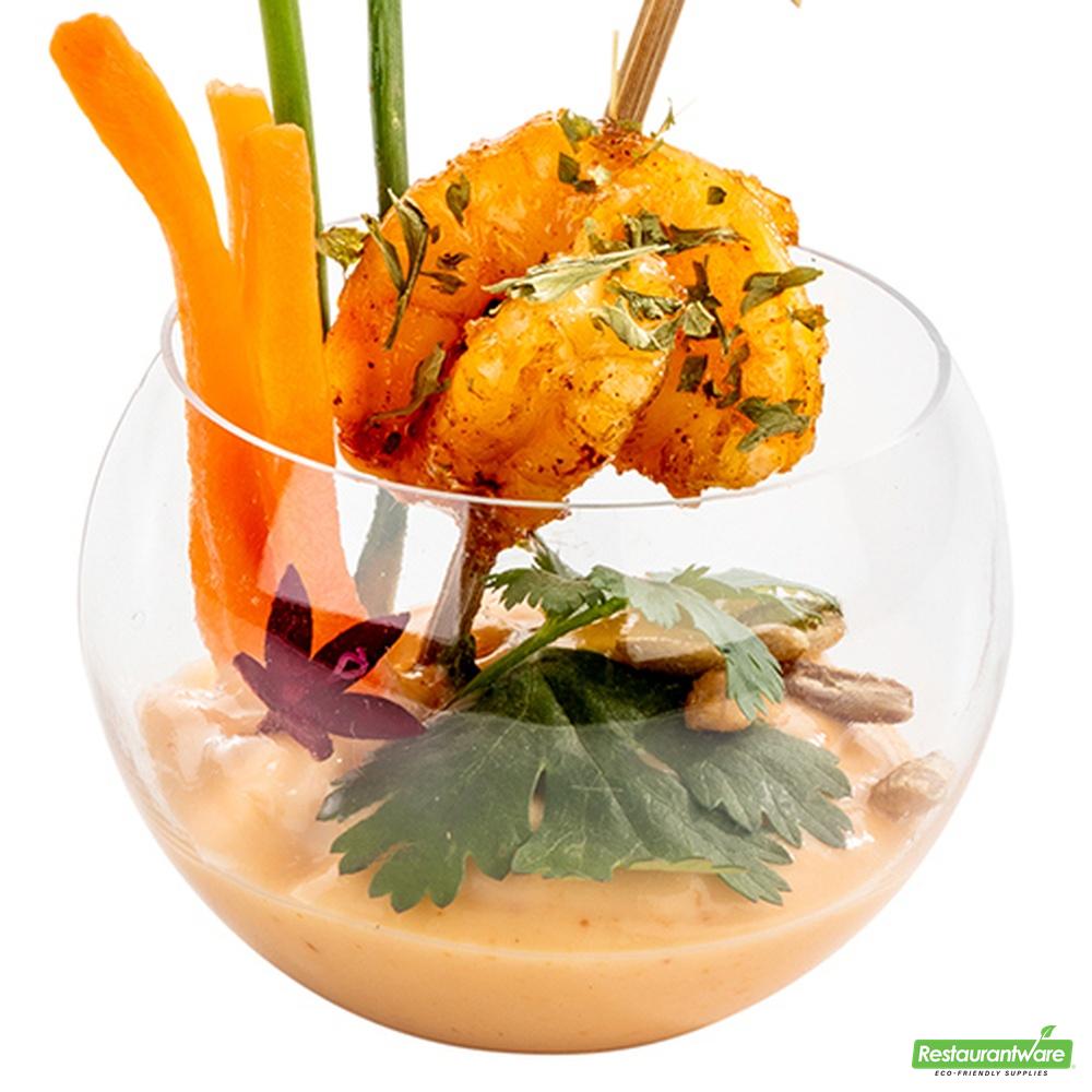 Wholesale Restaurantware Bundle: 100 2 Oz Sphere Clear Plastic Cups and 100 Mini Forks- Bulk