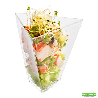 Wholesale Restaurantware Bundle: 100 4 Oz Clear Plastic Torcente Dessert Cups and 100 Mini Forks- Bulk