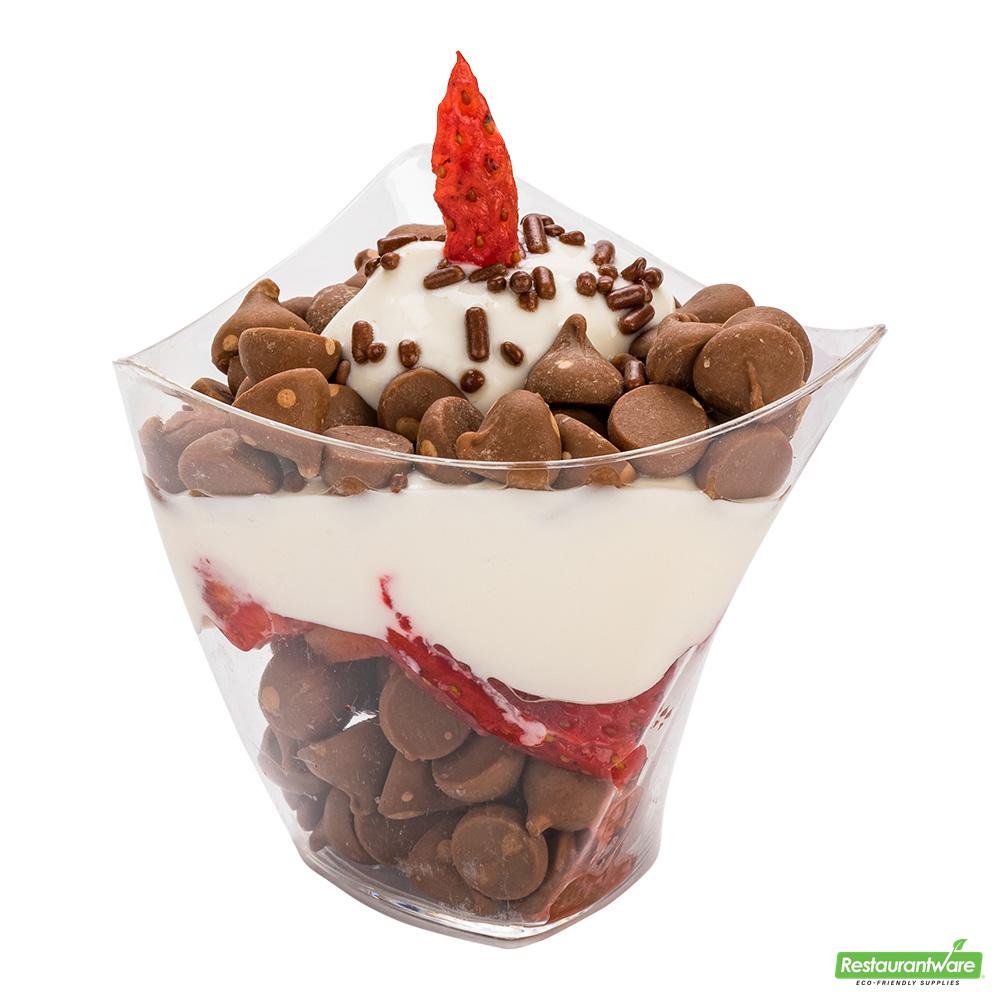 Wholesale Restaurantware Bundle: 100 4 Oz Clear Plastic Mini Muttenberg Cups and 100 Mini Forks- Bulk