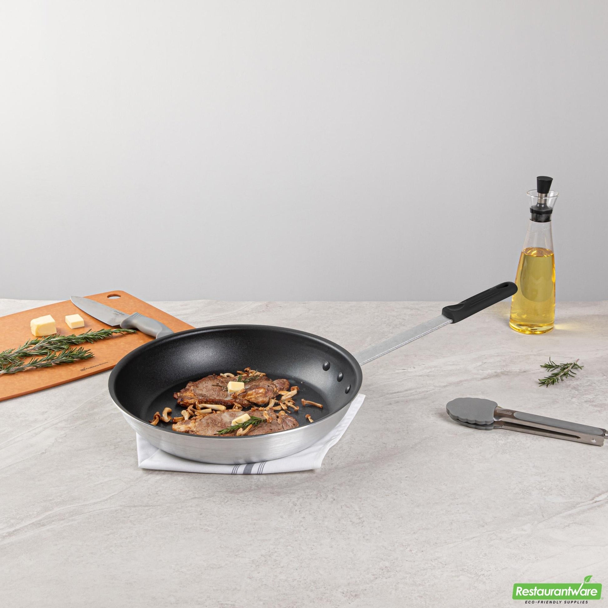 Wholesale Restaurantware Bundle: 1 Aluminum 14" Non-Stick Fry Pan and 1 Black Sleeve- Bulk