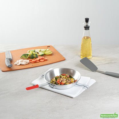 Wholesale Restaurantware Bundle: 1 Aluminum 9 Fry Pan and 1 Red Sleeve- Bulk