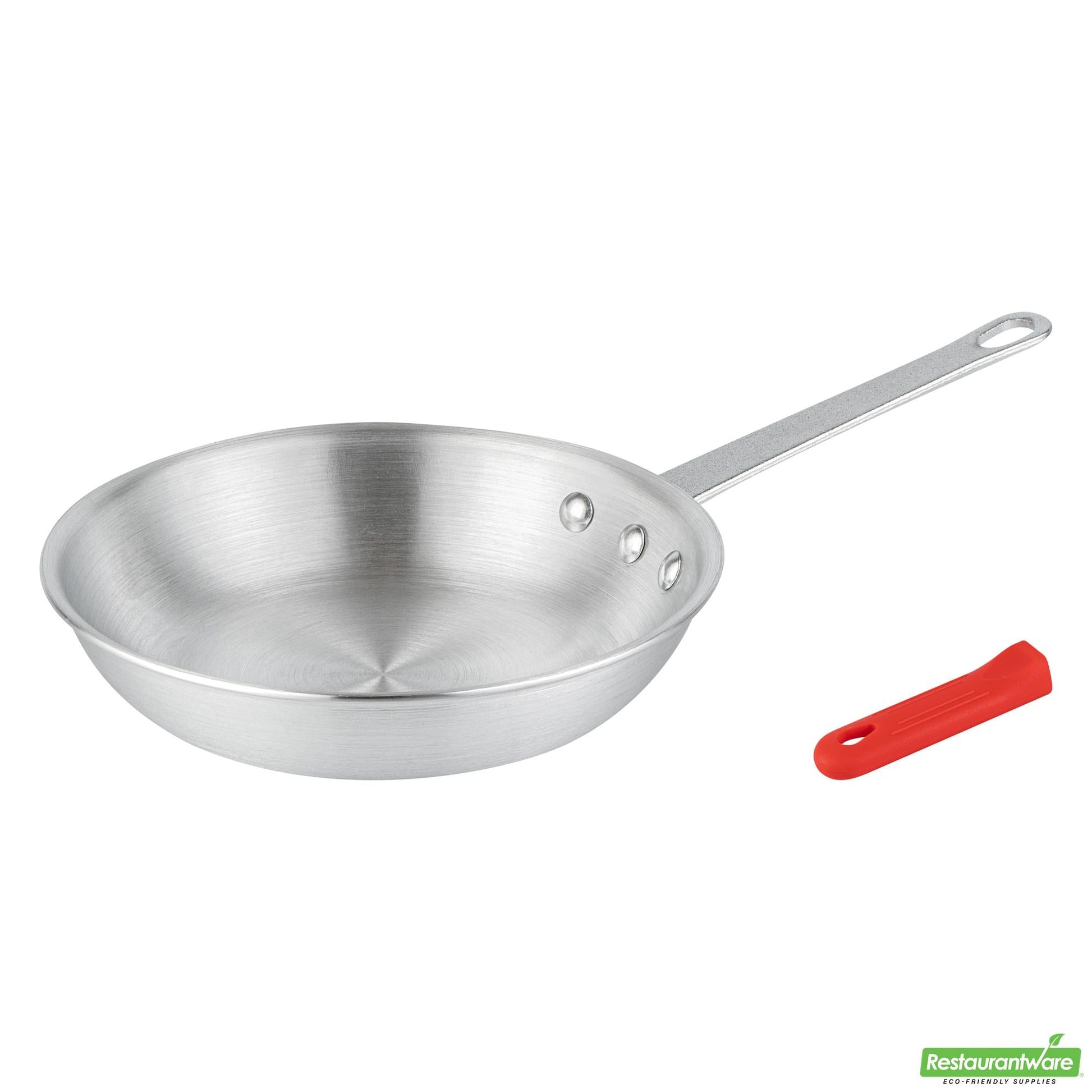 Wholesale Restaurantware Bundle: 1 Aluminum 9 Fry Pan and 1 Red Sleeve- Bulk