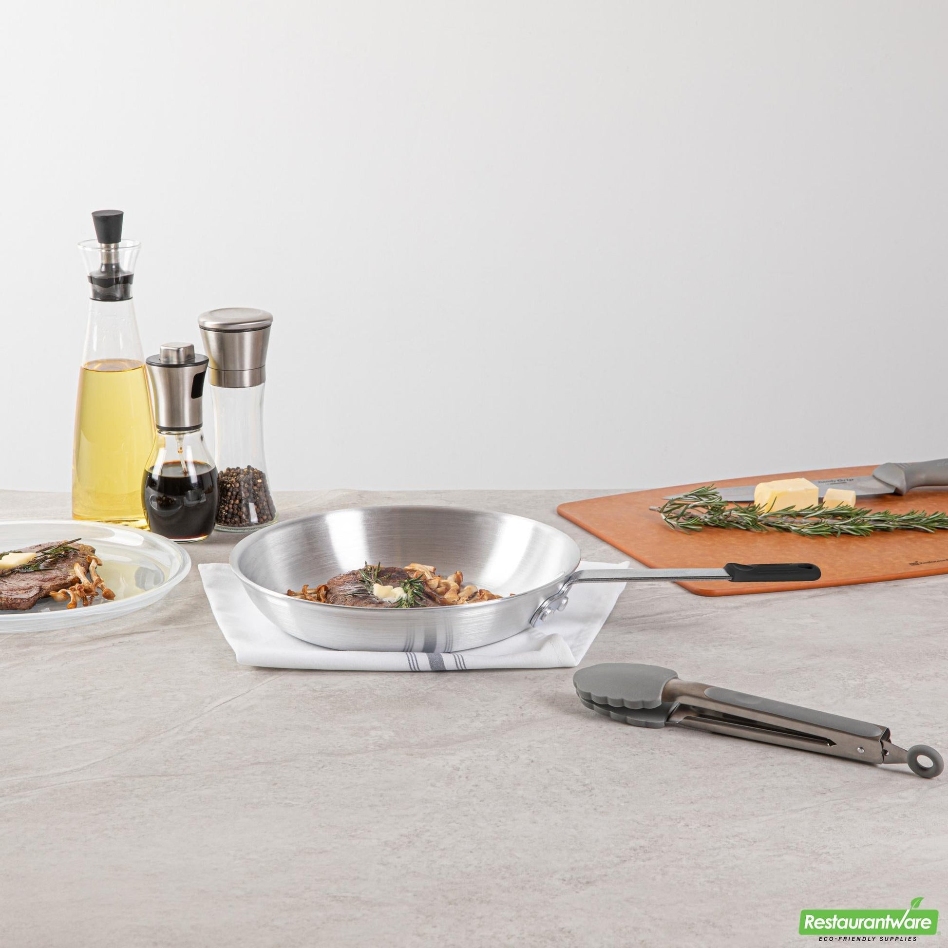 Wholesale Restaurantware Bundle: 6 Aluminum 10" Fry Pans and 6 Black Sleeves- Bulk