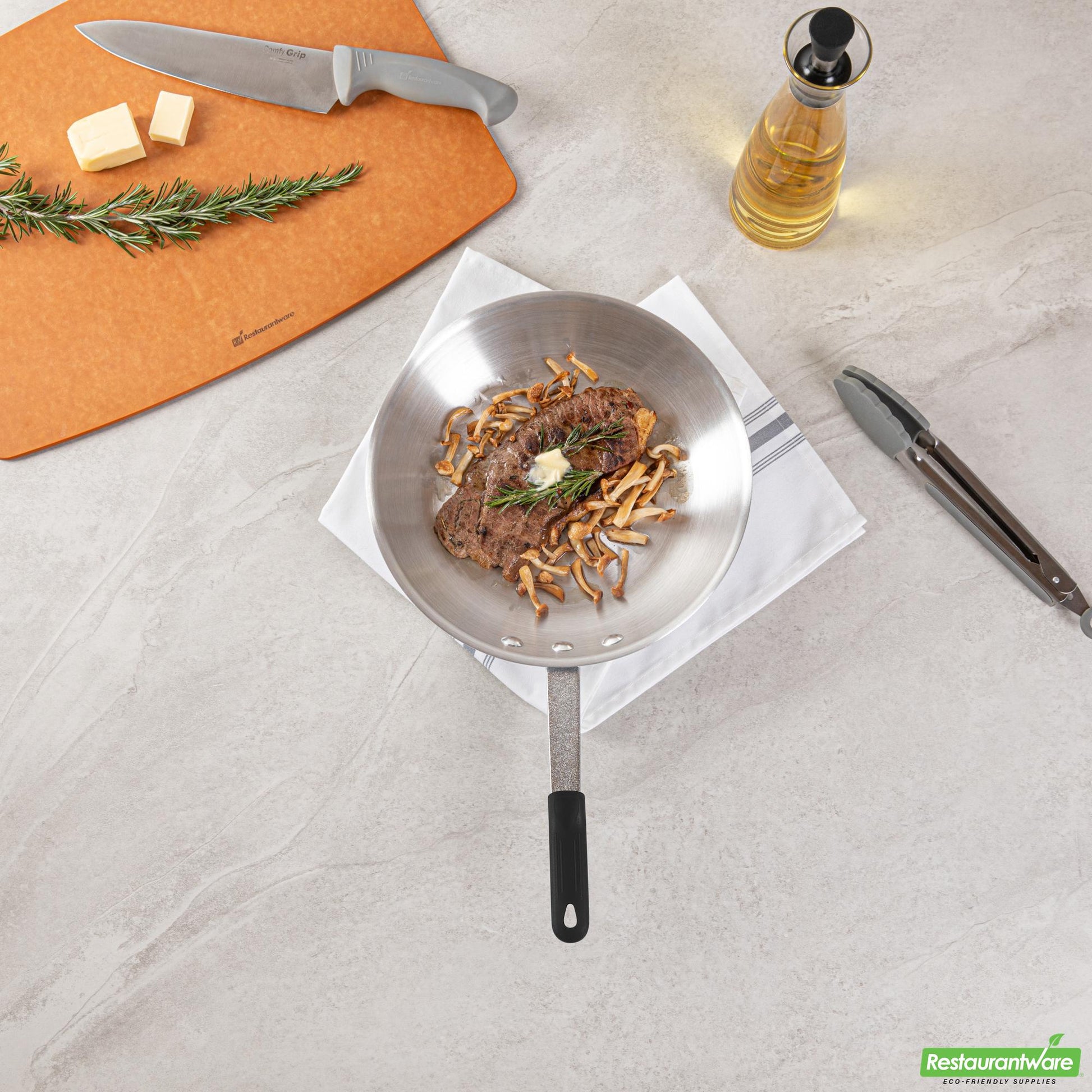 Wholesale Restaurantware Bundle: 6 Aluminum 10" Fry Pans and 6 Black Sleeves- Bulk