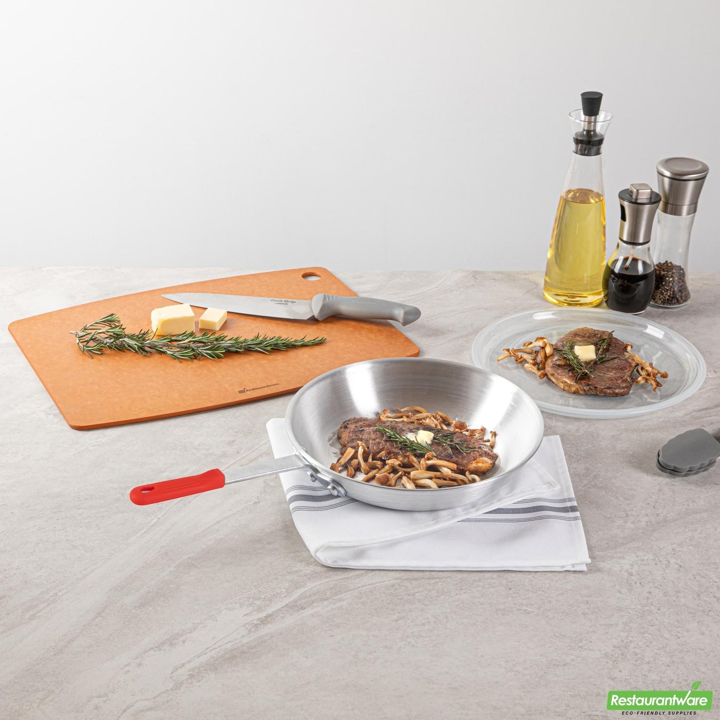 Wholesale Restaurantware Bundle: 1 Aluminum 10 Fry Pan and 1 Red Sleeve- Bulk