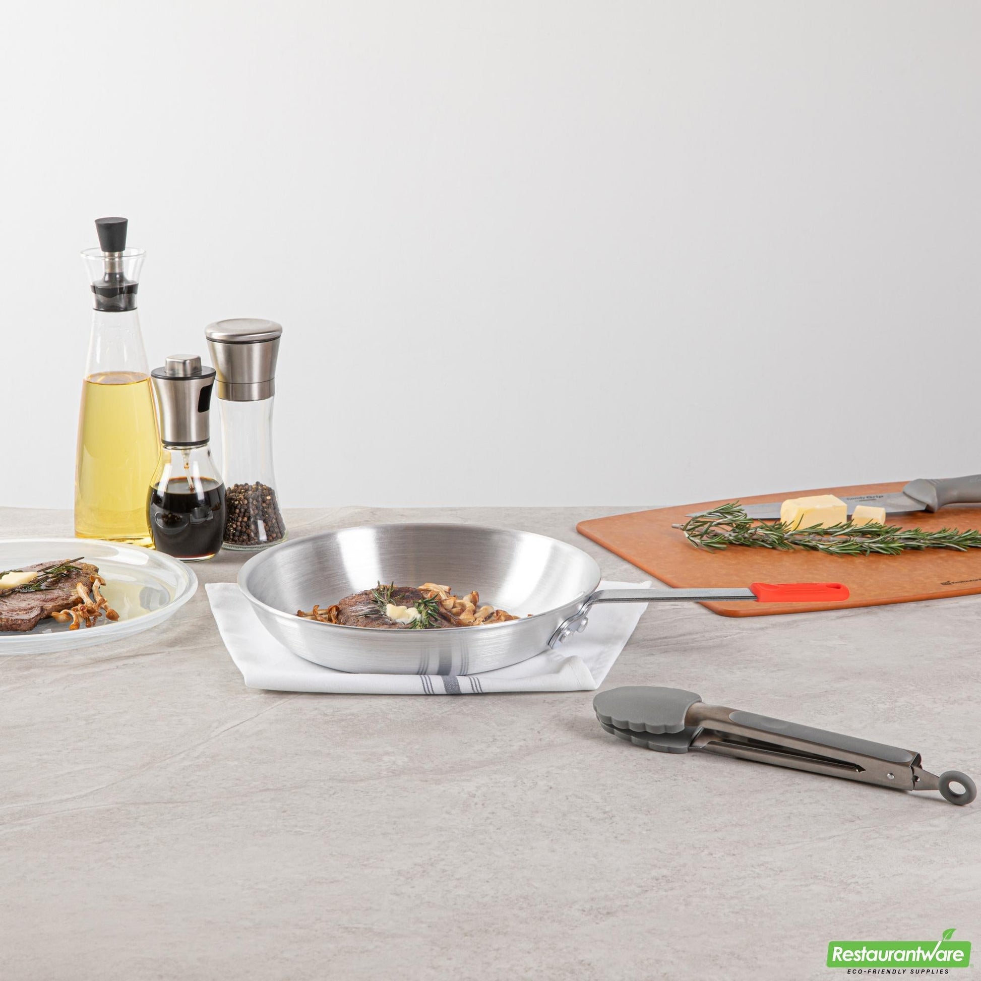 Wholesale Restaurantware Bundle: 1 Aluminum 10 Fry Pan and 1 Red Sleeve- Bulk
