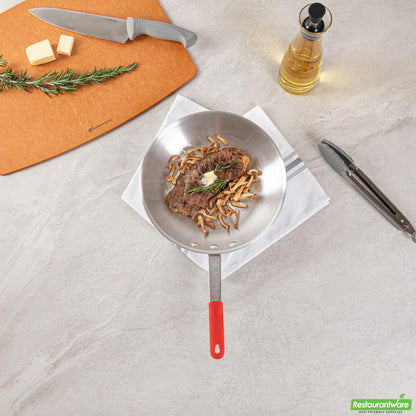 Wholesale Restaurantware Bundle: 1 Aluminum 10 Fry Pan and 1 Red Sleeve- Bulk