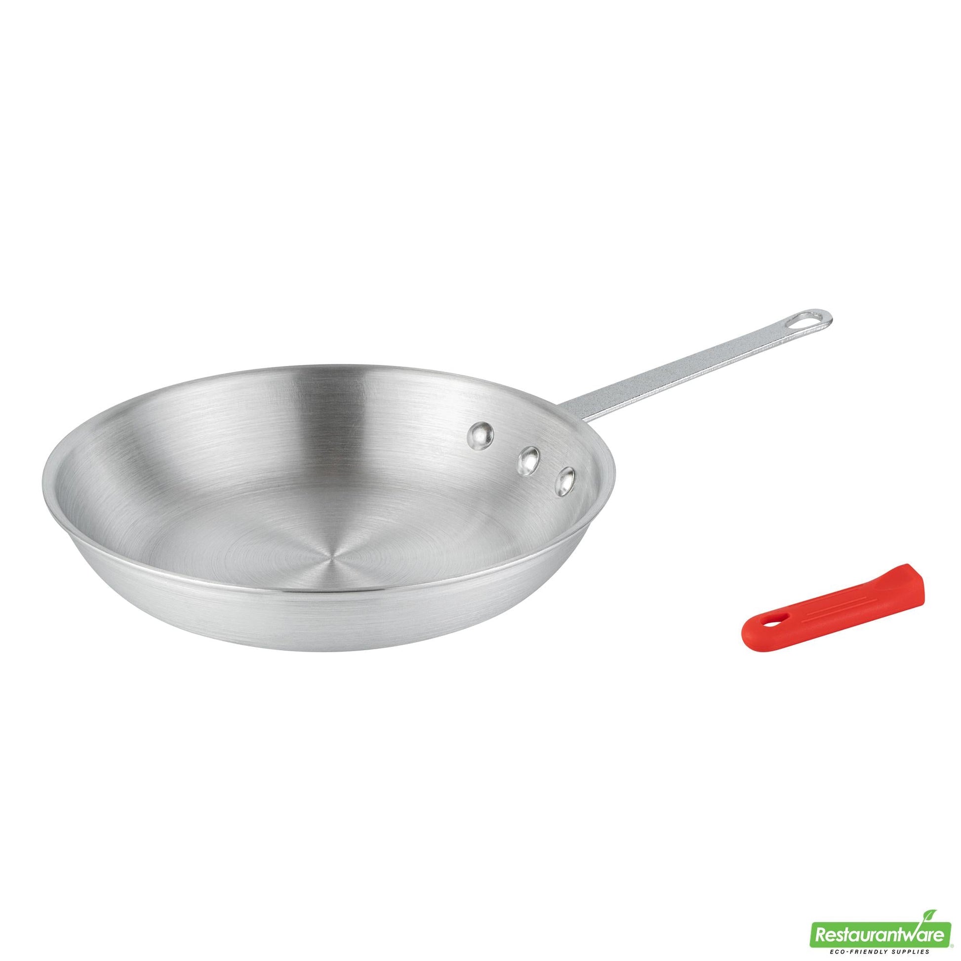 Wholesale Restaurantware Bundle: 1 Aluminum 10 Fry Pan and 1 Red Sleeve- Bulk