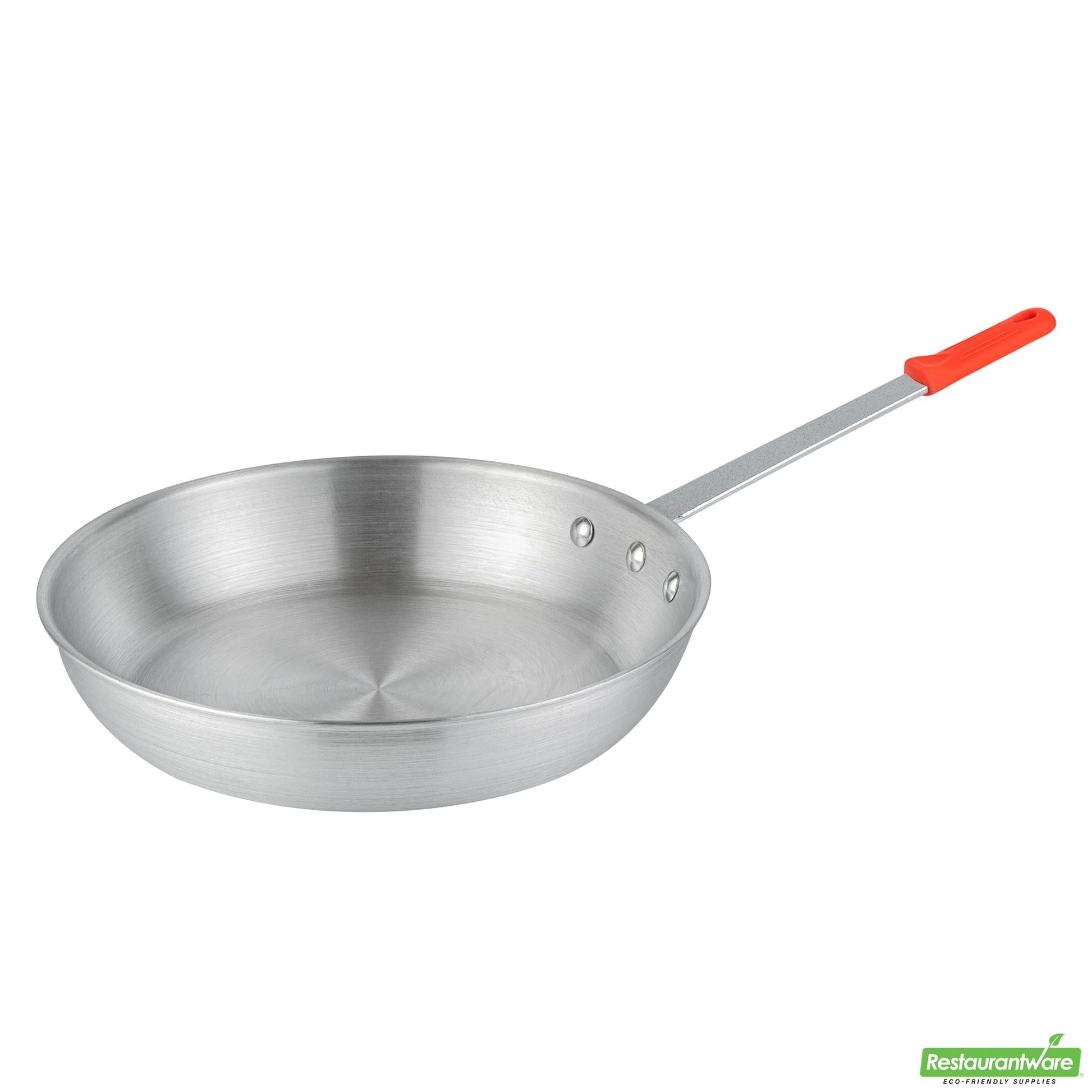 Wholesale Restaurantware Bundle: 6 Aluminum 12 Fry Pans and 6 Red Sleeves- Bulk