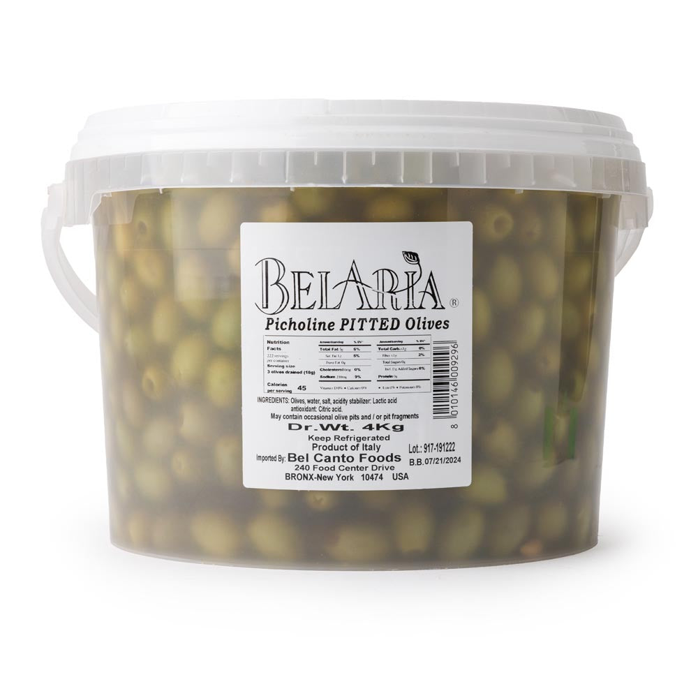 Wholesale BoxNCase Pitted Green Picholine Olives 4kg- Bulk
