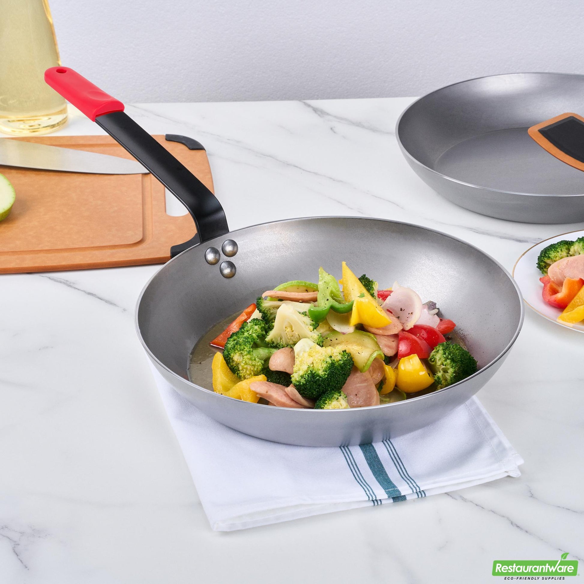 Wholesale Restaurantware Bundle: 1 Carbon Steel 12 Non-Stick Fry Pan and 1 Sleeve- Bulk
