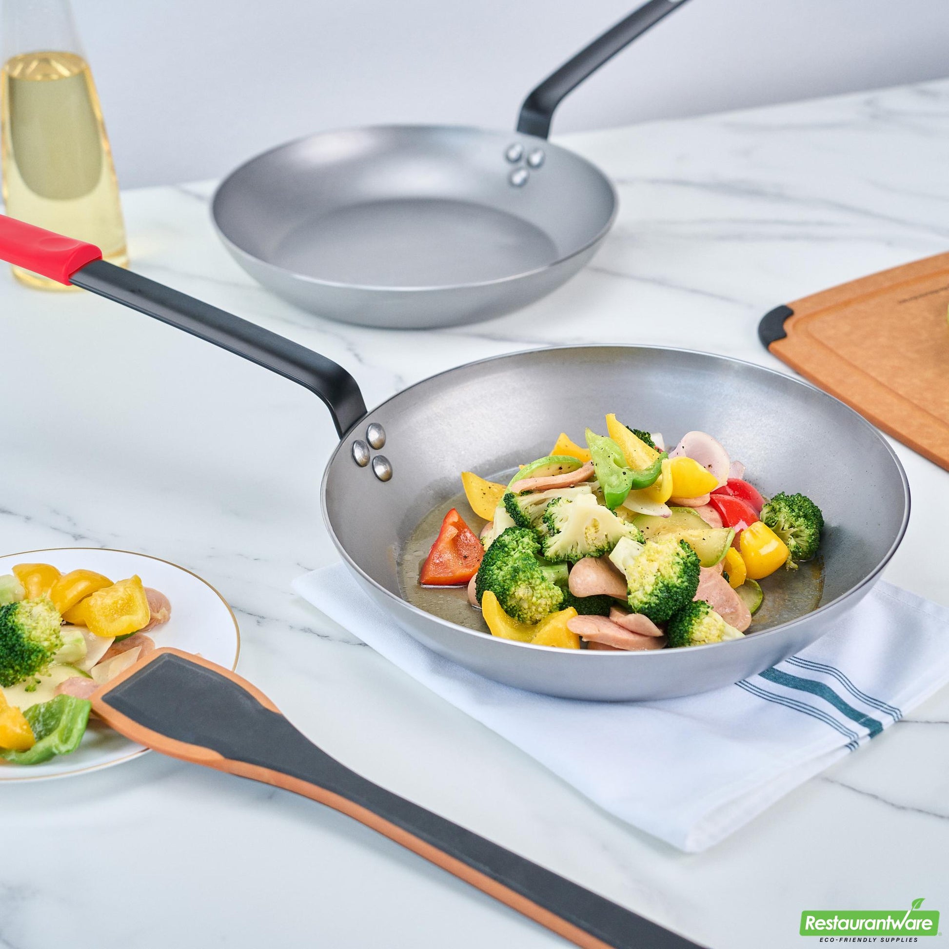 Wholesale Restaurantware Bundle: 1 Carbon Steel 12 Non-Stick Fry Pan and 1 Sleeve- Bulk
