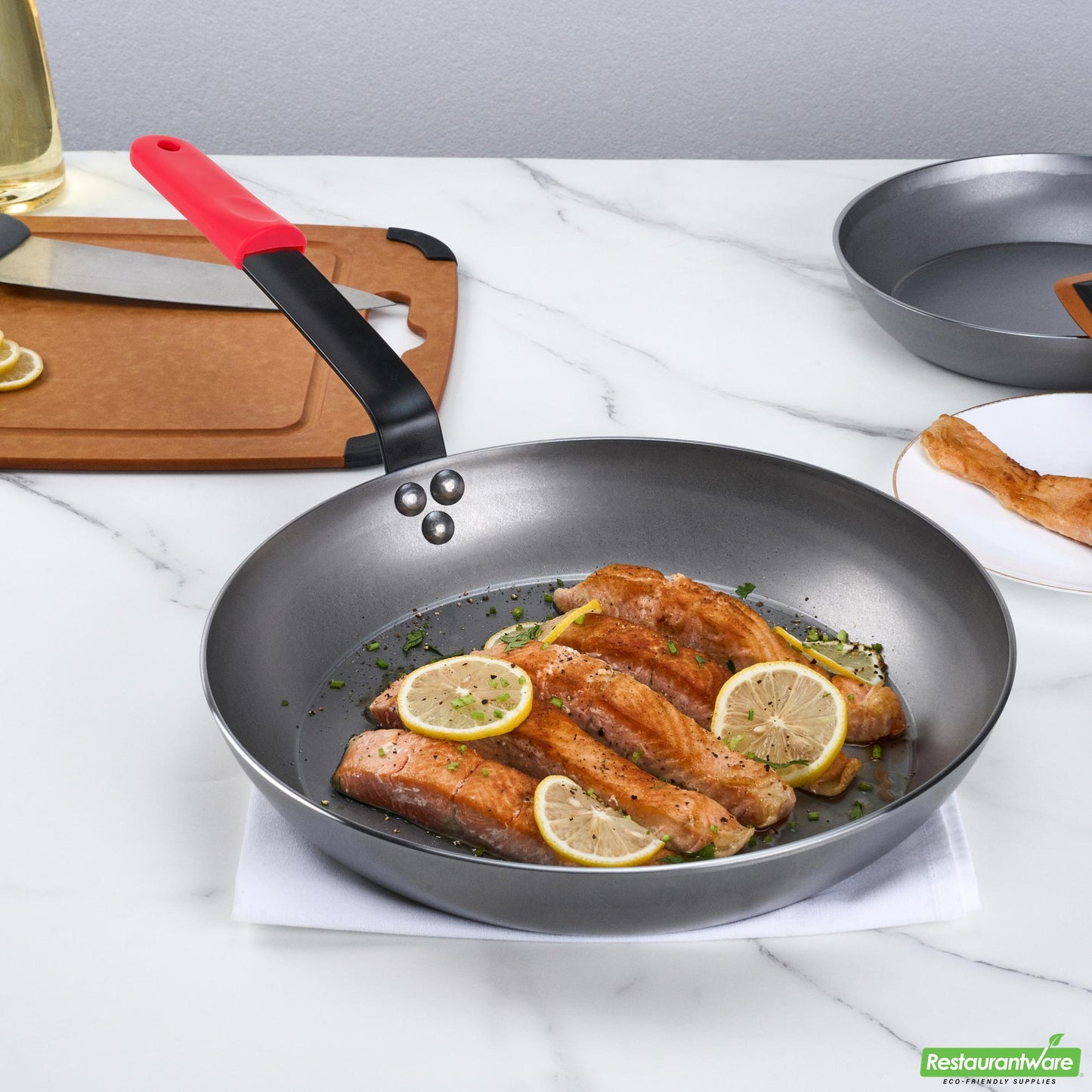 Wholesale Restaurantware Bundle: 6 Carbon Steel 13 Non-Stick Fry Pans and 6 Sleeves- Bulk