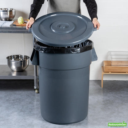 Wholesale Restaurantware Bundle: Gray 55 Gal Plastic Trash Can and Lid- Bulk