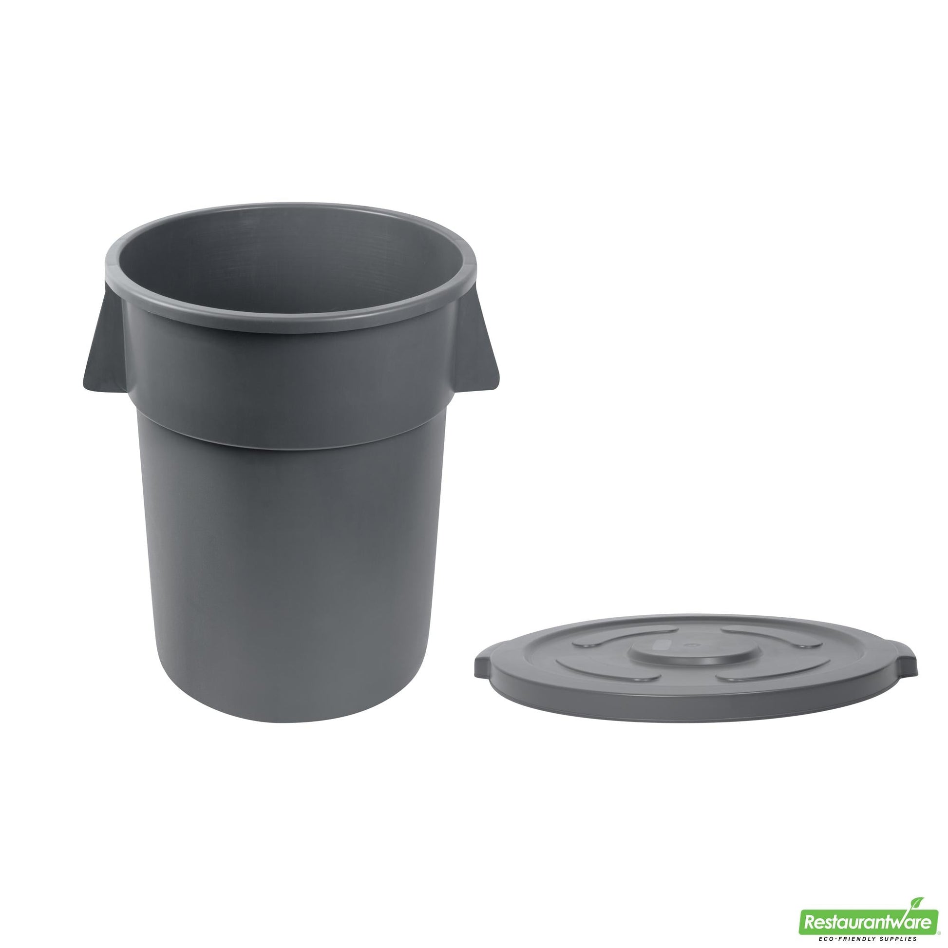 Wholesale Restaurantware Bundle: Gray 55 Gal Plastic Trash Can and Lid- Bulk