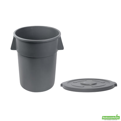 Wholesale Restaurantware Bundle: Gray 55 Gal Plastic Trash Can and Lid- Bulk