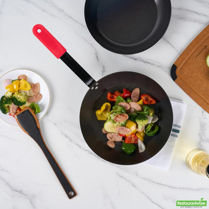 Wholesale Restaurantware Bundle: 1 Aluminum 13" Induction Ready Fry Pan and 1 Red Sleeve- Bulk