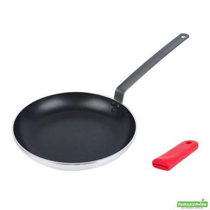 Wholesale Restaurantware Bundle: 1 Aluminum 13" Induction Ready Fry Pan and 1 Red Sleeve- Bulk