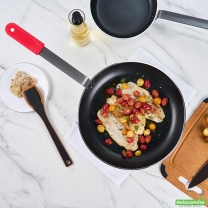 Wholesale Restaurantware Bundle: 1 Aluminum 16 Induction Ready Fry Pan and 1 Red Sleeve- Bulk