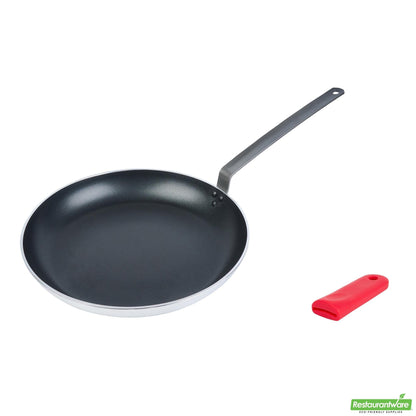 Wholesale Restaurantware Bundle: 1 Aluminum 16 Induction Ready Fry Pan and 1 Red Sleeve- Bulk