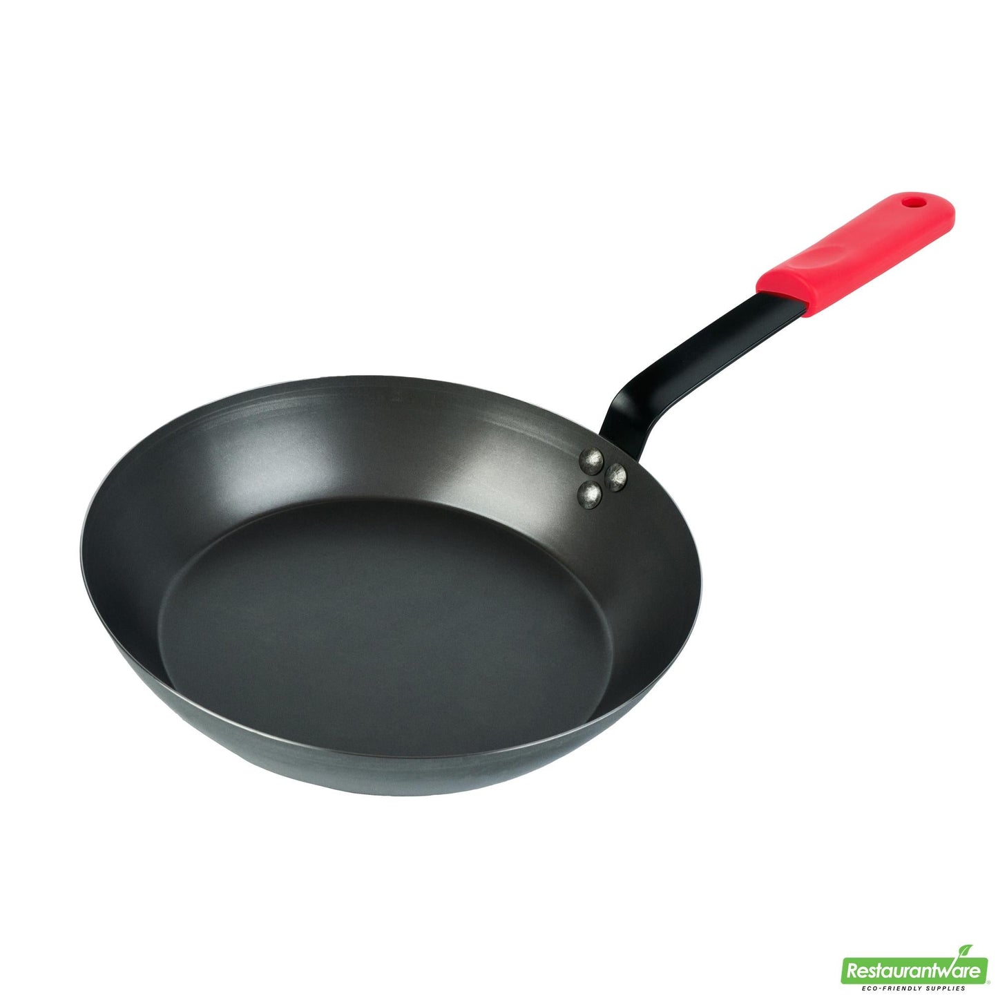 Wholesale Restaurantware Bundle: 1 Black Carbon Steel 12" Pre-Seasoned Fry Pan and 1 Sleeve- Bulk